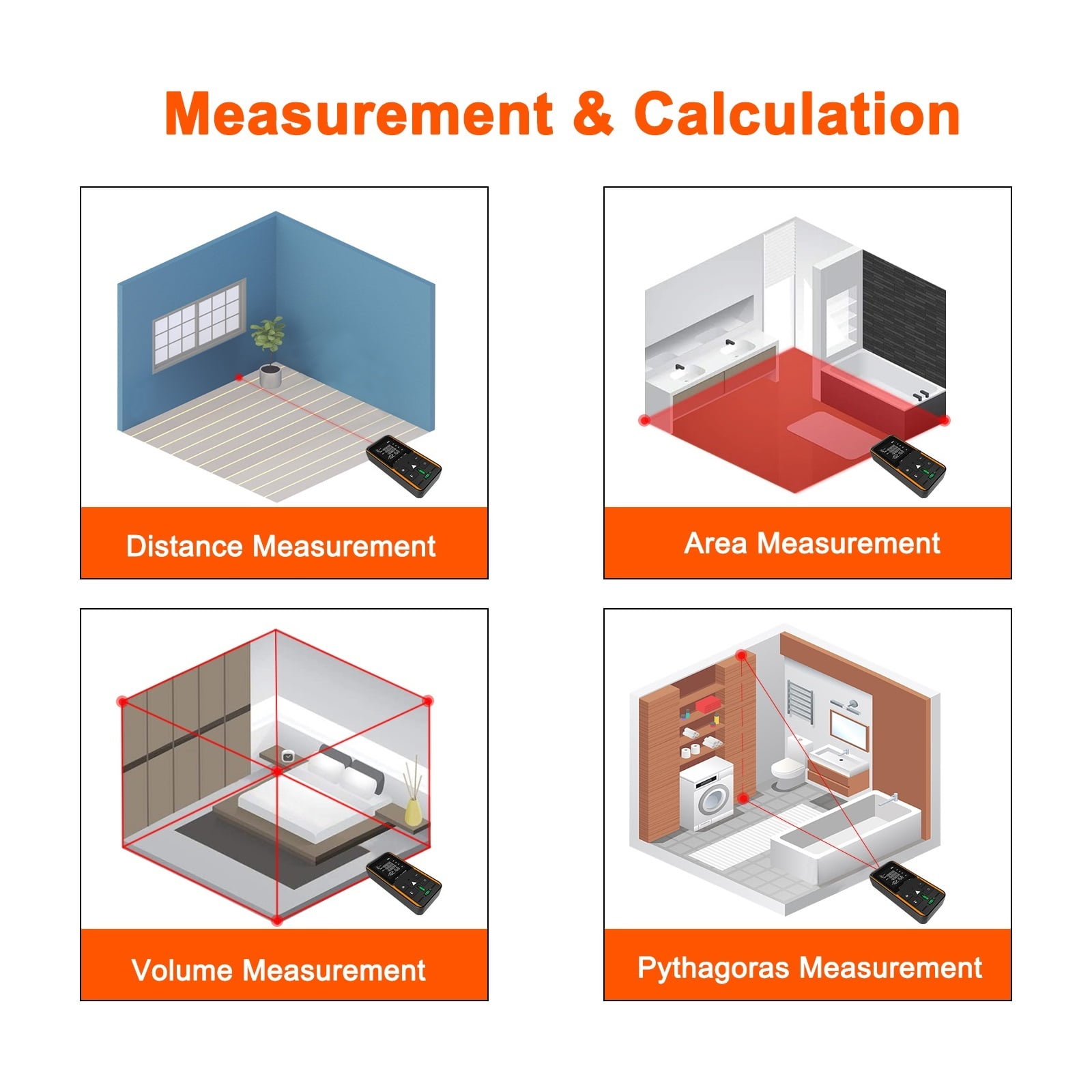Digital Tape Measure 50M Rangefinder Accurate Distance Meter Construction Roulette Range Finder