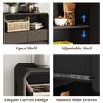 thumbnail image 3 of FIAKOA Modern Storage Cabinet with Doors and Drawers, Freestanding Kitchen Pantry Cabinet Sideboard for Bathroom, Living Room, Black, 3 of 8