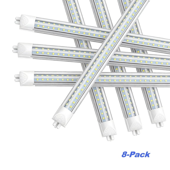 JESLED 4FT T8 LED Shop Light, 45W 6300LM Daylight White, Clear Cover, V-Shape 8-Pack