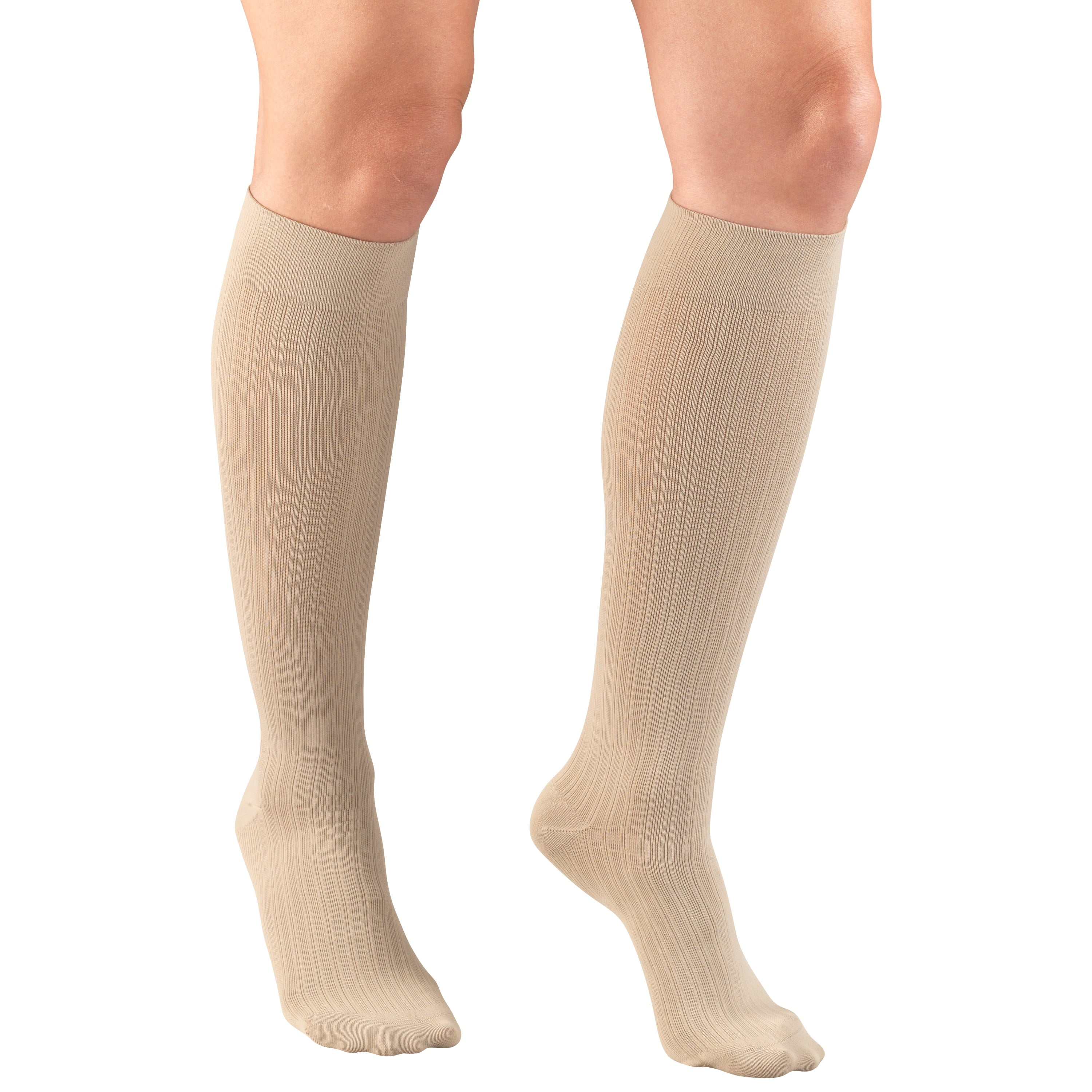 Women's Trouser Socks, Dress Style, Rib Pattern 1520 mmHg, Tan, X