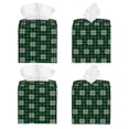 thumbnail image 2 of Fotbe Green Buffalo Plaid Merry Christmas Porta Pañuelos Decorativo de Cuero, Caja Cuadrada Moderna para Pañuelos Faciales, Organizador y Dispensador 5x5x5'', 2 of 7
