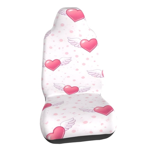 Pink Winged Heart Car Seat Covers Stretch Car Seat Protectors Universal Fit