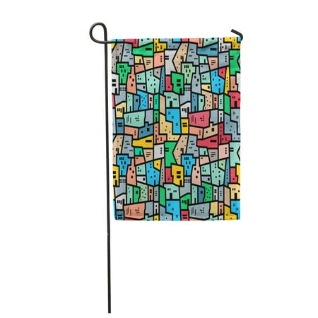 Bright Coloured Garden Furniture LADDKE Pattern Brazilian Favela Bright Colored House Block Neighborhood Brazil Garden Flag Decorative Flag House Banner 12x18 inch ()
