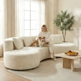 thumbnail image 5 of Modern Curved Couch 4 Seat Minimalist Elegant Half Moon Sofa Compressed Modular Sectional Sofa for Home Living Room Cream White, 5 of 6