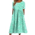 thumbnail image 3 of TaTaai Women's Summer Floral Short Sleeve Dress with Round Neckline and Breathable Relaxed Fit Gift, 3 of 7
