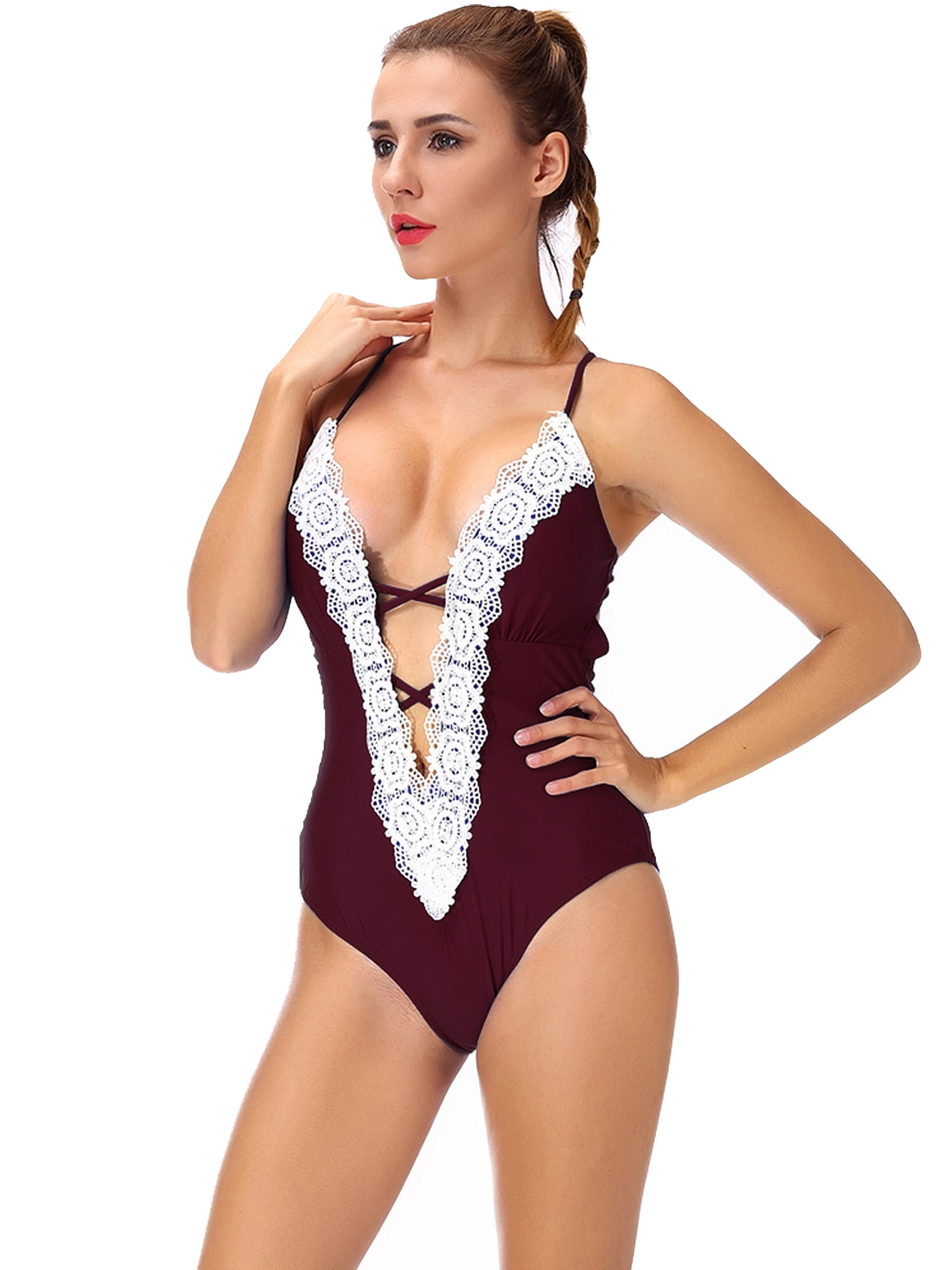 v neck one piece swimsuit