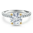 thumbnail image 3 of Gem Stone King 10K Two Tone Gold White Moissanite and Lab Grown Diamond Engagement Ring for Women | 2.10 Cttw | Round 8MM | Gemstone Birthstone | Size 6, 3 of 7