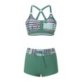 thumbnail image 4 of Huesdet Women's High Waisted Bikini Sets Tummy Control Swimsuits 2025 Two Piece Bathing Suits Color Block Halter Swim Suits(AG,S), 4 of 8