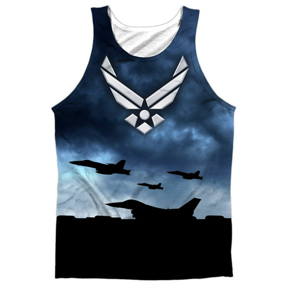 US Armed Forces Air Force USAF Metallic Symbol Front Print Tank Top Shirt