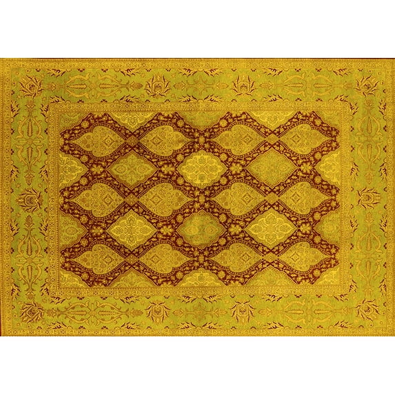 Ahgly Company Indoor Rectangle Oriental Yellow Industrial Area Rugs, 3' x 5'