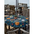 thumbnail image 2 of Outdoor Tablecloth with Umbrella Hole for Patio/Picnic/Party/Camping, Navy Blue Sports Waterproof Table Cloth Round Cover Washable, Football Basketball Rugby Baseball (Dia 60"), 2 of 8