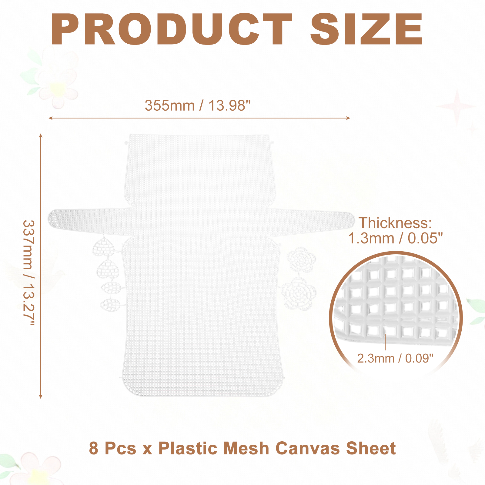 Uxcell 8 Pack Plastic Mesh Canvas Sheet, 13.3 x 14 Inch Plastic Mesh Sheet for Crochet  Purse Making, Blank Canvas for Embroidery, Crafting,  DIY Project, White (Small, 17.5 cm)