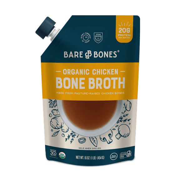 Bare Bones New Liquid Chicken Bone Broth, Protein & Collagen Rich, Keto Friendly, 16 oz