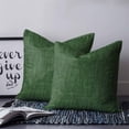 thumbnail image 2 of Dark Green 14x14 Pillow Covers Set of 2, Farmhouse Burlap Solid Green Modern Linen Texture Throw Pillow Covers Decorative Couch Cushion Case, Microfiber Square Pillowcases for Bedroom Living Room, 2 of 7