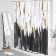 thumbnail image 2 of Abstract Extra Long Shower Curtain 72 x 84, Modern Ombre 84 inch XL Shower Curtains for Chic Vintage Bathroom Decor, Brush Strokes Oil Painting Fabric Shower Curtain, Grey Blue, 2 of 6