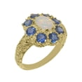 thumbnail image 1 of LBG British Made 9k Yellow Gold Natural Opal & Sapphire Womens Promise Ring - 33 size options - Size 9.5, 1 of 8