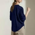 thumbnail image 3 of Dwralegc Women Linen Lightweight Cardigan Shrugs 3/4 Sleeve Casual Cardigan Kimono Shawls Wraps Shirts Summer Fall Loose Lightweight Outwear Navy M, 3 of 6