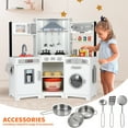thumbnail image 6 of Arlopu Kids Corner Kitchen Playset Wooden Chef Play with Stove, Water Dispenser, Cutting Board, 6 of 7