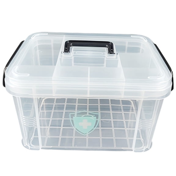 Large Capacity Double-Layer Medicine Organizer Box - Waterproof, Transparent Storage for Home & Travel