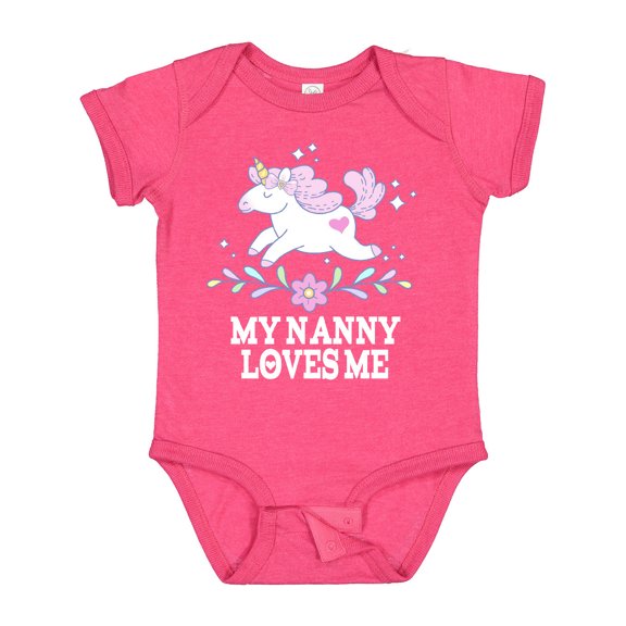 Inktastic My Nanny Loves Me Girl Unicorn Girls Baby Bodysuit
