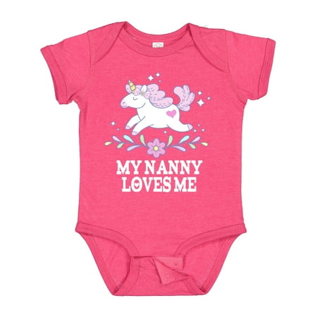 

Inktastic My Nanny Loves Me Girl Unicorn Gift Baby Girl Bodysuit
