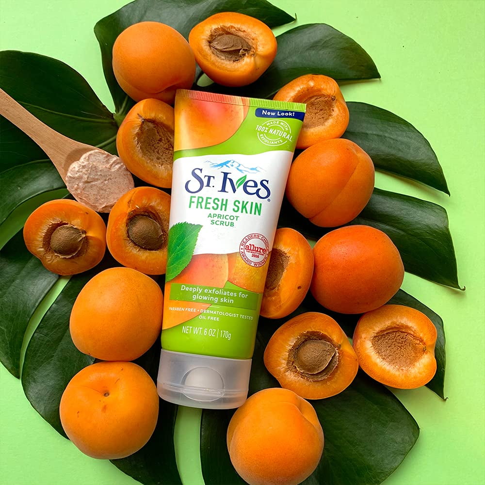 St. Ives Fresh Skin Apricot Face Scrub, Deep Exfoliator Skin Care for Clean, Glowing Skin, Oil-free Facial Scrub Made with 100% Natural Exfoliants, 6 oz, 6 Pack