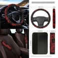 thumbnail image 3 of Renewold Bloody Print Cobweb Car Seat Cover Split Covers for Women Men, Car Steering Wheel Cover Seat Belt Pads Trash Bin Mount Phone Holder Rearview Mirror Cover Cup Holder Key Chain, 15 PCS, 3 of 7