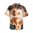 thumbnail image 4 of Cute Little Hedgehog Men'S 3d Print Casual Button Down Shirts, Novelty Hawaiian Short Sleeves L, 4 of 8