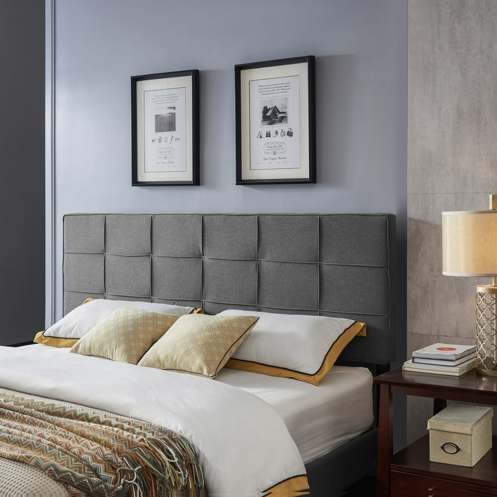 GDF Studio Messyah Contemporary Tufted Fabric Headboard, King, Charcoal