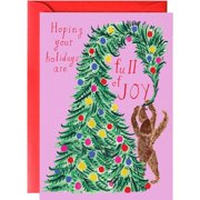 Sloth Holiday Card – "Hoping Your Holidays are Full of Joy" – Cute Design with Christmas Tree and Colorful Ornaments – Includes Red Envelope, Blank Inside for Festive Messages