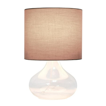Simple Designs - Glass Raindrop Table Lamp with Fabric Shade - Clear/Gray