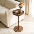 thumbnail image 4 of Yabanana Round Wooden Side Table & Drink Table for Small Space, with Rubberwood Accent Leg, for Living Room, Corner, Bedroom (Walnut,11.8in), 4 of 7