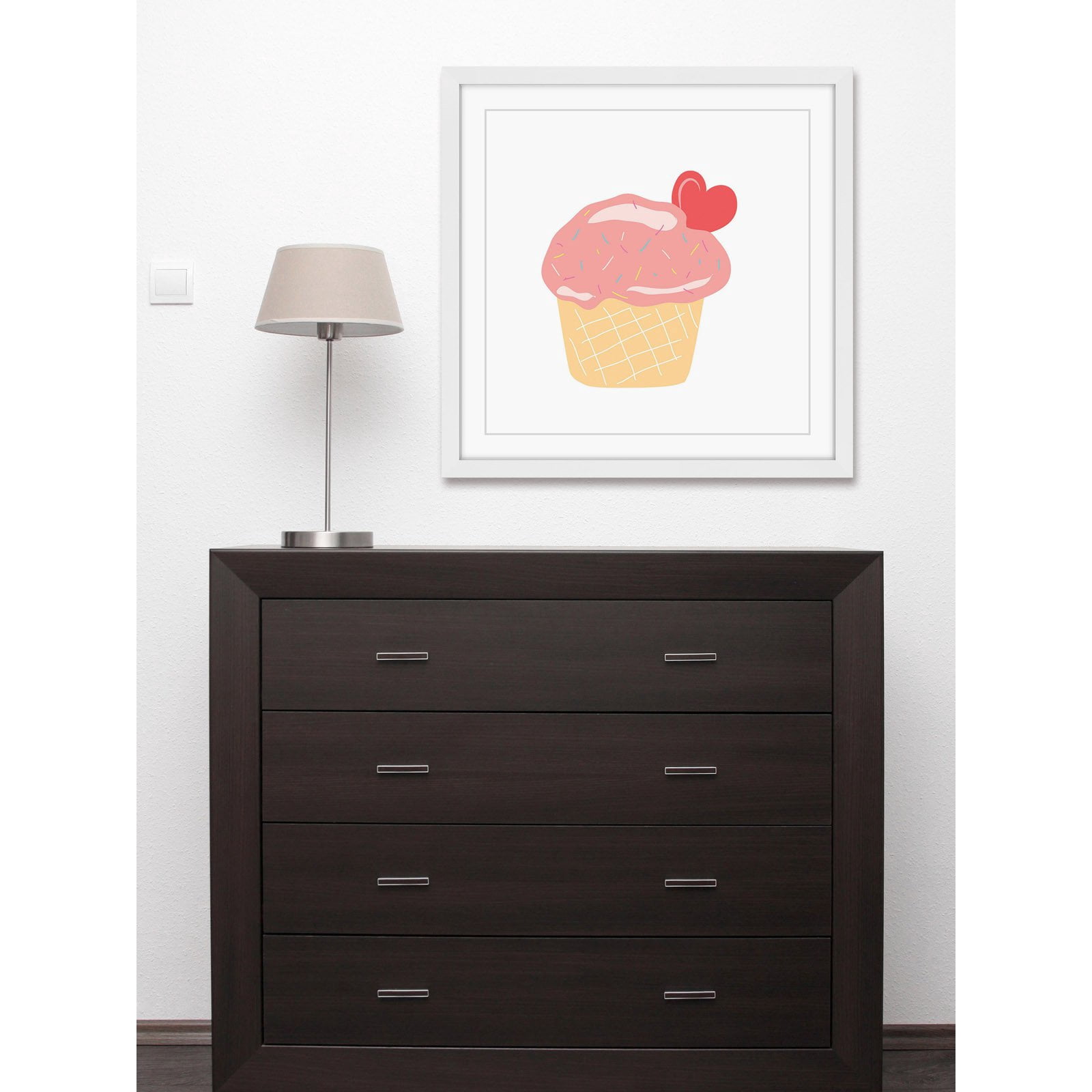 "Cupcake Heart" Framed Painting Print
