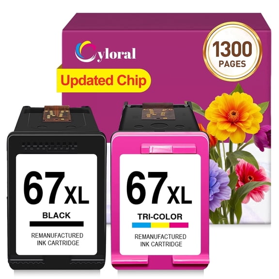 67XL Ink Cartridges Compatible with HP Printer Ink Deskjet 2800e 2827e 2855e 2852e 2842e 4200e 4255e 4258e 2700 2755e Envy 6055e 6455e 6058e 6458e Printer Black and Color High-Yield