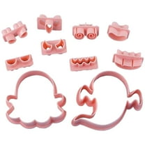 10 Piece Halloween Cookie Cutter Set, Ghost Face Biscuit Cutters Plastic, Fondant Moulds For Biscuits Cookies Cake Decorating, Baking Accessories Stamp