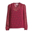 thumbnail image 5 of Time and Tru Women's Soft Blouse with Floral Prints, Sizes XS-3XL, 5 of 5