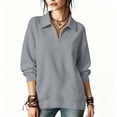 thumbnail image 6 of Oversized Sweatshirts Pullover for Women Zaewscy Women's /Winter Casual Long-Sleeve Hooded Sweatshirt With Zipper And Lapel Collar Gray M, 6 of 7