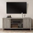thumbnail image 3 of ARKANTOS Wood TV Stand for TVs up to 65 inch, Wave Pattern Doors Media Console, Mid-Century Modern Storage Cabinet, Light Gray Oak, 3 of 8