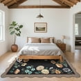 thumbnail image 3 of FairOnly 8'x10'Modern Farmhouse Flower Washable Area Rug Pastoral Non Slip Ultra Thin Rug for Living Room Kitchen & High-Traffic Areas,Black, 3 of 7