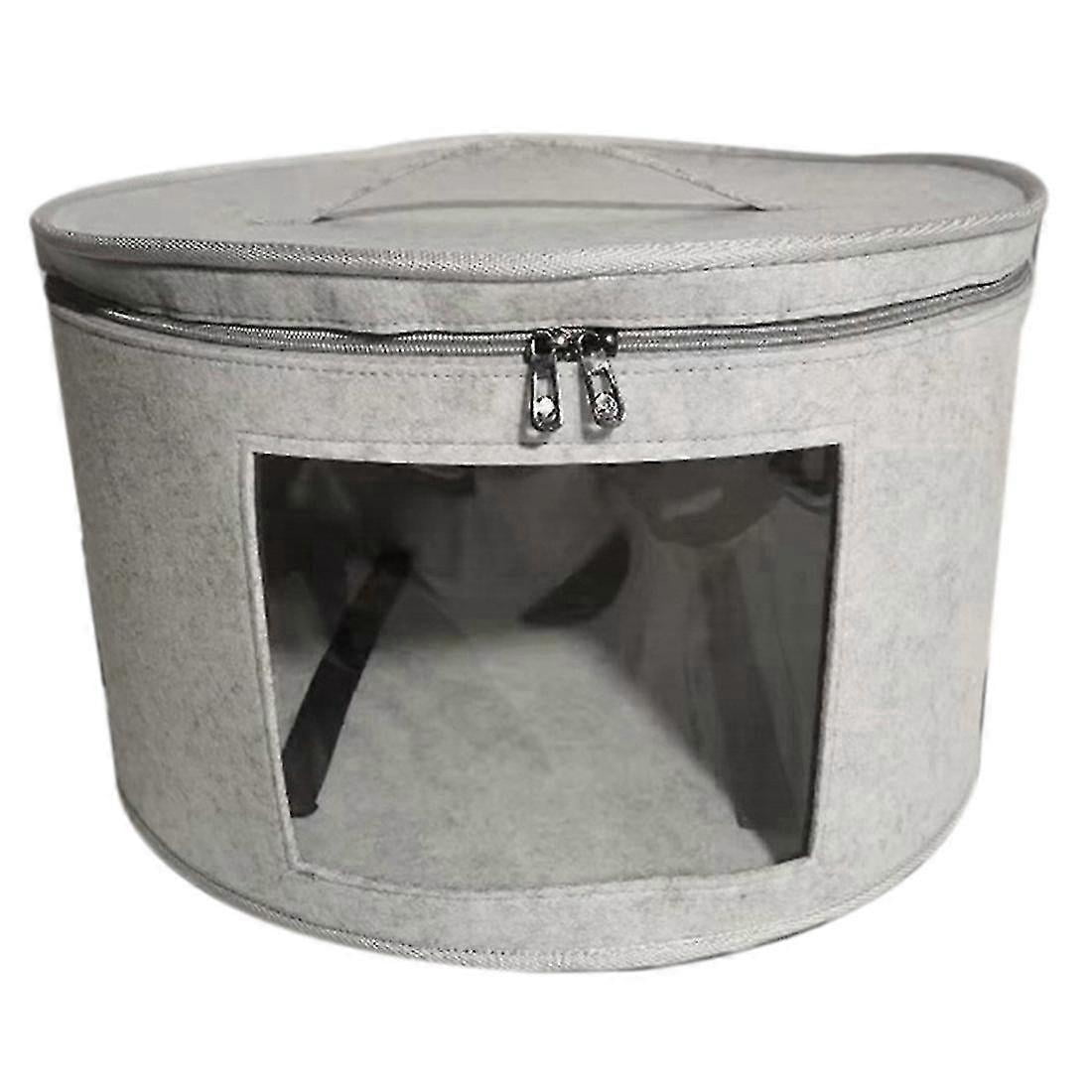 Boîte à Chapeaux Ronde de Voyage Pliable avec Couvercle Anti-Poussière Grande Capacité