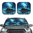 thumbnail image 2 of Yiaed Hawaiian Beach Pirate Moon Print Car Front Windshield Sun Shade,Foldable Anti-UV Car Sunshade for Front Window for Most Vehicles-Small, 2 of 5