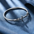 thumbnail image 4 of Pulsera de cable trenzado con cruz lateral horizontal de acero inoxidable para mujeres y niñas, 4 of 5
