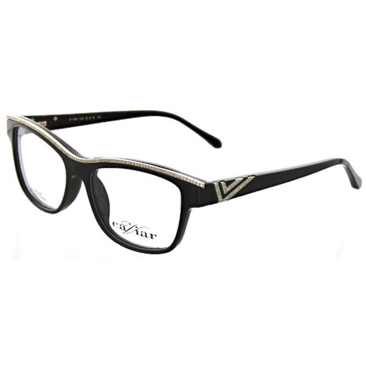 Caviar 4404-C24 Women's Black/Gold Frame Demo Lens Eyeglasses - Walmart ...