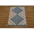 thumbnail image 4 of Casavani Square Handwoven Cotton Dhurrie Blue Living Room Carpets Home Decor Kilim Rug 5x5 feet, 4 of 5