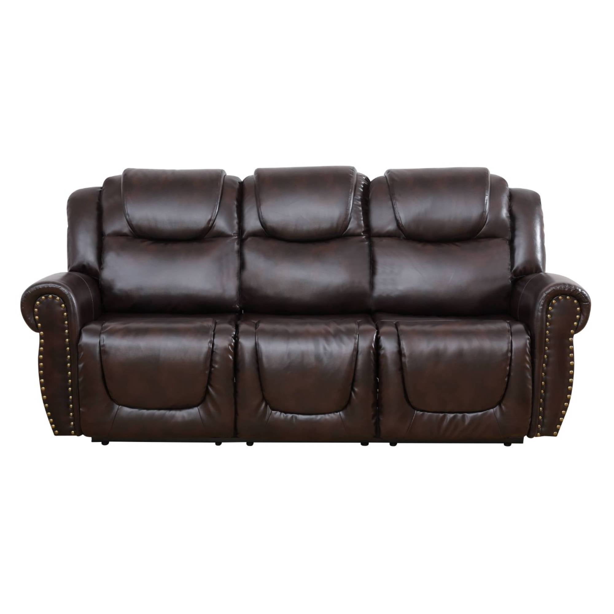 Manual Recliner Chair, Modern Leather Recline Sofa Chair with Comfortable Arms Reclining Single Sofa for Living Room,Espresso