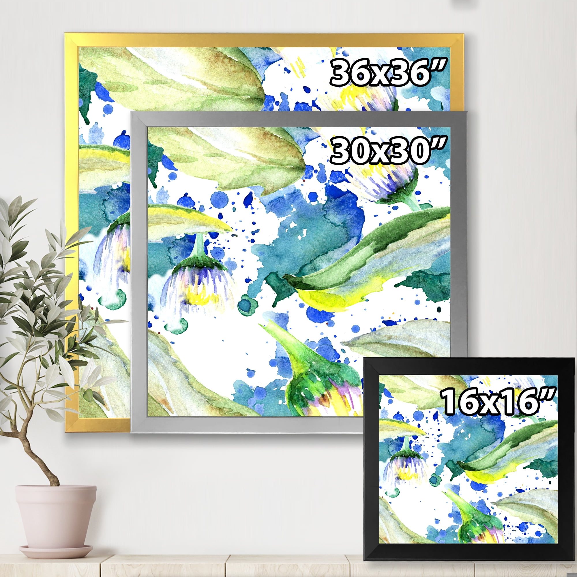 Designart 'Aquarelle Impression of Daisy Flowers I' Traditional Framed Art Print