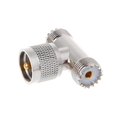 thumbnail image 1 of Para conector RF triple UHF macho PL259 en forma de T a 2 UHF hembra SO239, coaxial de 3 vías, 1 of 5