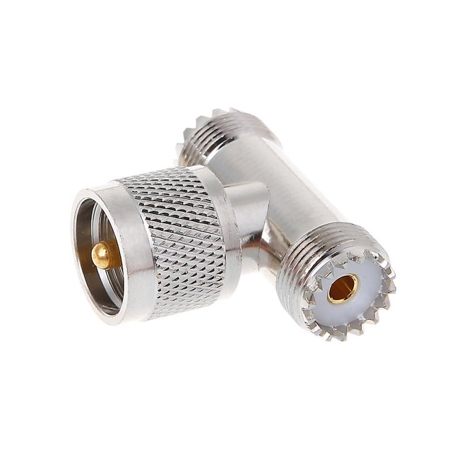 Para conector RF triple UHF macho PL259 en forma de T a 2 UHF hembra SO239, coaxial de 3 vías