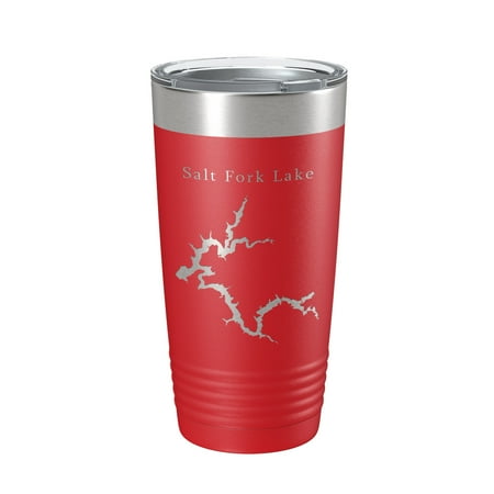 

Salt Fork Lake Map Tumbler Travel Mug Insulated Laser Engraved Coffee Cup Ohio 20 oz Red