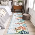 thumbnail image 5 of Summer Coastal Washable Runner Rugs 2'x6', Ocean Coral Seaweed Low Pile Throw Entryway Rug Non-Slip Sturdy Edge Binding Carpet for Indoor Bedside Entrance Bedside, 5 of 9